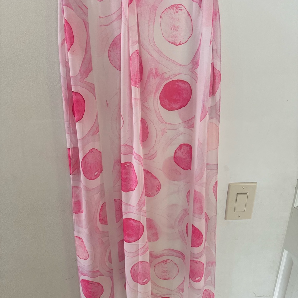 Pink and White Polka Dot Scarf